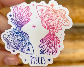 Pisces Zodiac Astrology Sign: Waterproof Vinyl Sticker