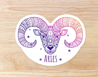 Aries Zodiac Astrology Sign: Waterproof Vinyl Sticker