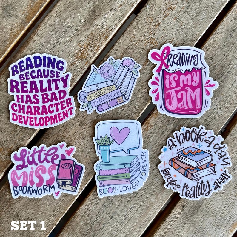 Mini Reading Stickers – Book Lover, Cozy Reader: WATERPROOF Vinyl ...