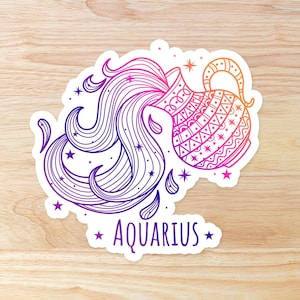 Aquarius Zodiac Astrology Sign: Waterproof Vinyl Sticker