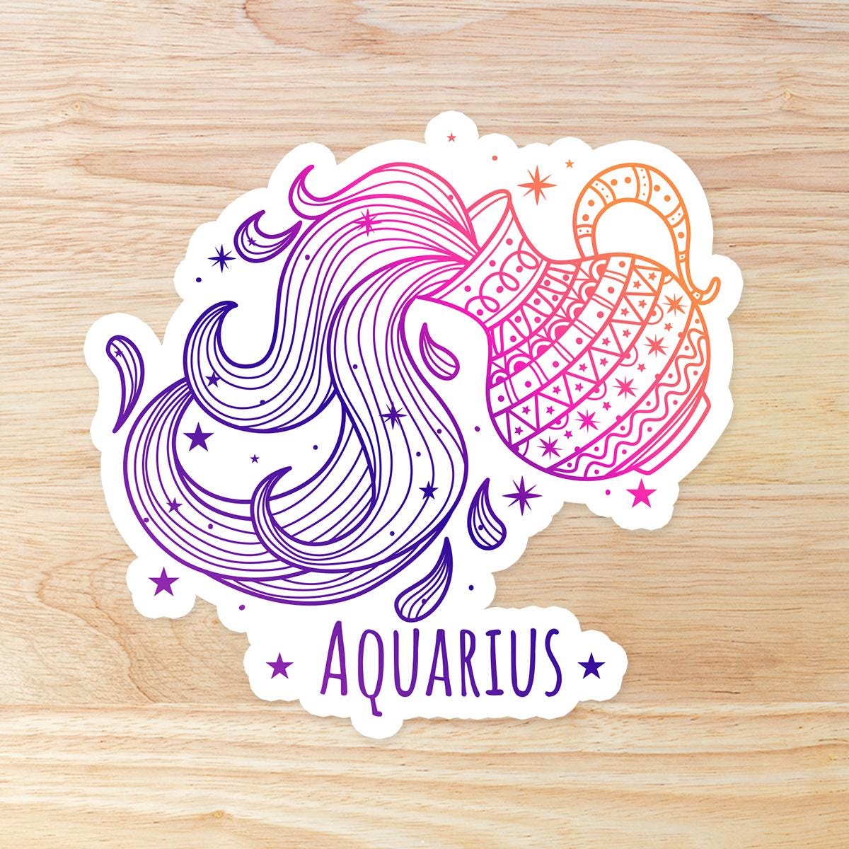 Aquarius Zodiac Astrology Sign: Waterproof Vinyl Sticker - Etsy