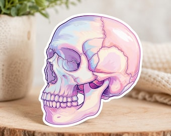 Pastel Skull: Waterproof Vinyl Sticker