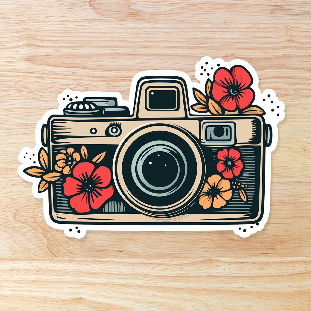 Floral Vintage Camera: Waterproof Vinyl Sticker - Etsy