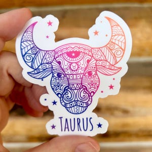 Taurus Zodiac Astrology Sign: Waterproof Vinyl Sticker