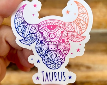 Taurus Zodiac Astrology Sign: Waterproof Vinyl Sticker