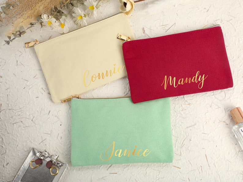 Personalized Customized Makeup Bags,Bridesmaid Makeup Bag With Name,Birthday Gifts for Her,Wedding Gift,Makeup Bag Gifts for Best Friends zdjęcie 6