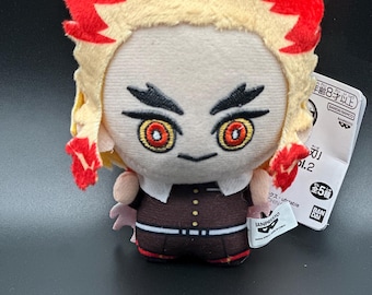 Chibi Anime Flame Swordsman Plush Keychain | 10cm Anime Style Warrior Bag Charm