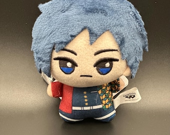 Chibi Anime Water Swordsman Plush Keychain | 10cm Anime Style Warrior Bag Charm