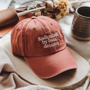 Radicalized By Basic Decency Cap, Embroidered Anti Trump, Social Justice Activist Hat, Social Justice Activist Hat,Save Democracy Resistance