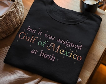 Chemise brodée à slogan « Golfe du Mexique », t-shirt de protestation