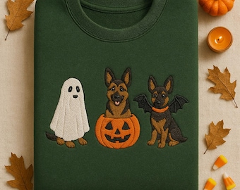 Embroidered Spooky German Shepherd Halloween Sweatshirt