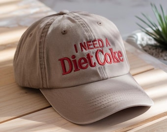 Embroidered 'I Need a Diet Coke' Washed Cotton Hat