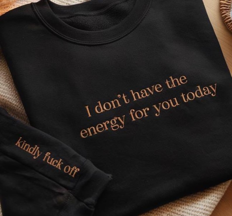 Embroidered Sarcastic Unisex Sweatshirt, Funny Anti-Social Crewneck immagine 2