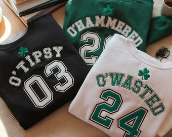 Embroidered O'Tipsy St. Patrick's Day Sweatshirt, Drinking Team Shirt
