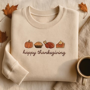 Embroidered Thanksgiving Sweatshirt, Pumpkin Season Shirt