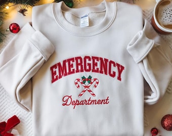 Embroidered ER Christmas Nurse Sweatshirt, Emergency Department