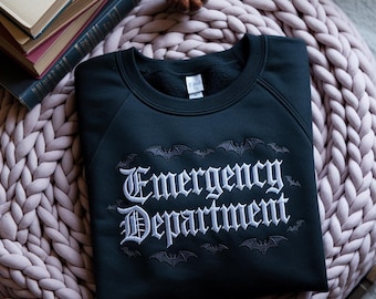 Embroidered Emergency Department Halloween Sweatshirt, ER Nurse Gift