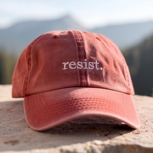 Resist Embroidered Washed Hats FDT Democrat Gift, Political Protest Resist Baseball Cap, Leftist Anti-MAGA Liberal Progressive Hat