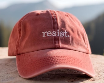 Resist Embroidered Washed Cap, Political Protest Hat