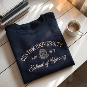 Embroidered Custom College Sweatshirt Hoodie, Embroidered Personalized Logo University Sweatshirt Shirt, College Hoodie, Graduation Gift