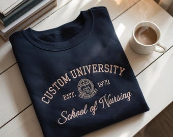 Embroidered Custom College Hoodie, Personalized University Sweatshirt, Graduation Gift