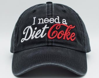 Embroidered Diet Coke Hat, Vintage Washed Cotton Cap