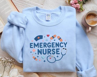 Embroidered Emergency Nurse Sweatshirt, Coquette NICU Design