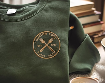 Embroidered Custom Logo Sweatshirt, Personalized Business Hoodie