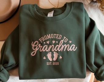 Embroidered Grandma Sweatshirt, Personalized New Grandma Gift