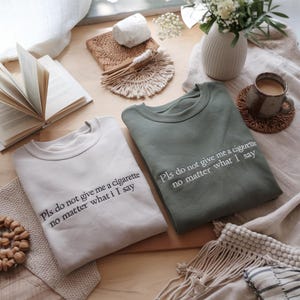 Embroidered Do Not Give Me A Cigarette Under Any Circumstances No Matter What I Say Sweatshirt, Y2K Graphic Tee, Gen Z Meme, Cigarette Tee
