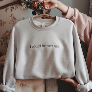 Embroidered I Could Be Meaner Sweatshirt, Funny Humor Shirt, Sarcastic Shirt, Funny Quote Shirt, Sarcasm Shirt, Trendy Shirt for Women