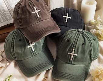 Embroidered Cross Christian Hat, Religious Dad Cap