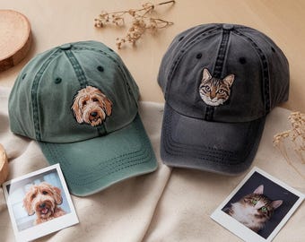 Custom Embroidered Pet Photo Hat, Personalized Dog/Cat Cap