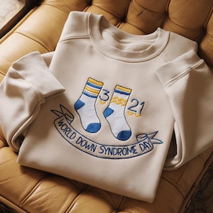 Embroidered World Down Syndrome Day Shirt, Awareness Support