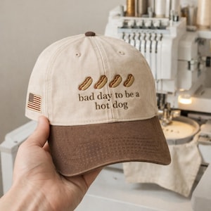 Bad Day To Be A Hotdog Embroidered Hat, Retro Trucker Cap, Funny BBQ Slogan