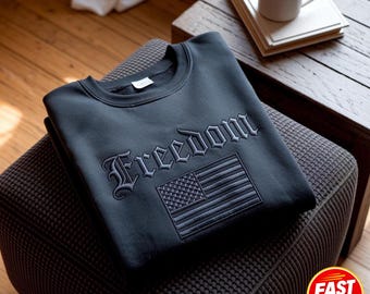 Embroidered Freedom Sweatshirt, American Flag Design