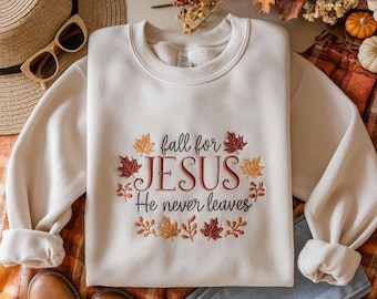 Bluza z haftem „Jesień dla Jezusa”, jesienna koszula na Święto Dziękczynienia