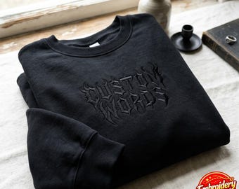 Embroidered Custom Death Metal Sweatshirt, Custom Gothic Unisex Tshirt, Distressed Shirt, Personalized Tee, Heavy Metal Gift