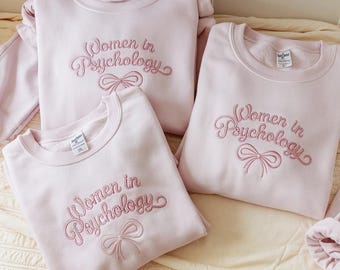 Women in Psychology Embroidered Crewneck Sweatshirt, Psych Student Gift