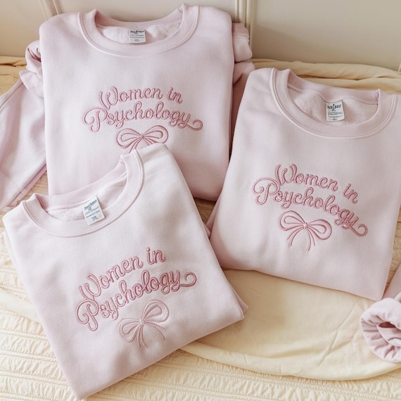 Women in Psychology Embroidered Crewneck Sweatshirt, Psych Student Gift