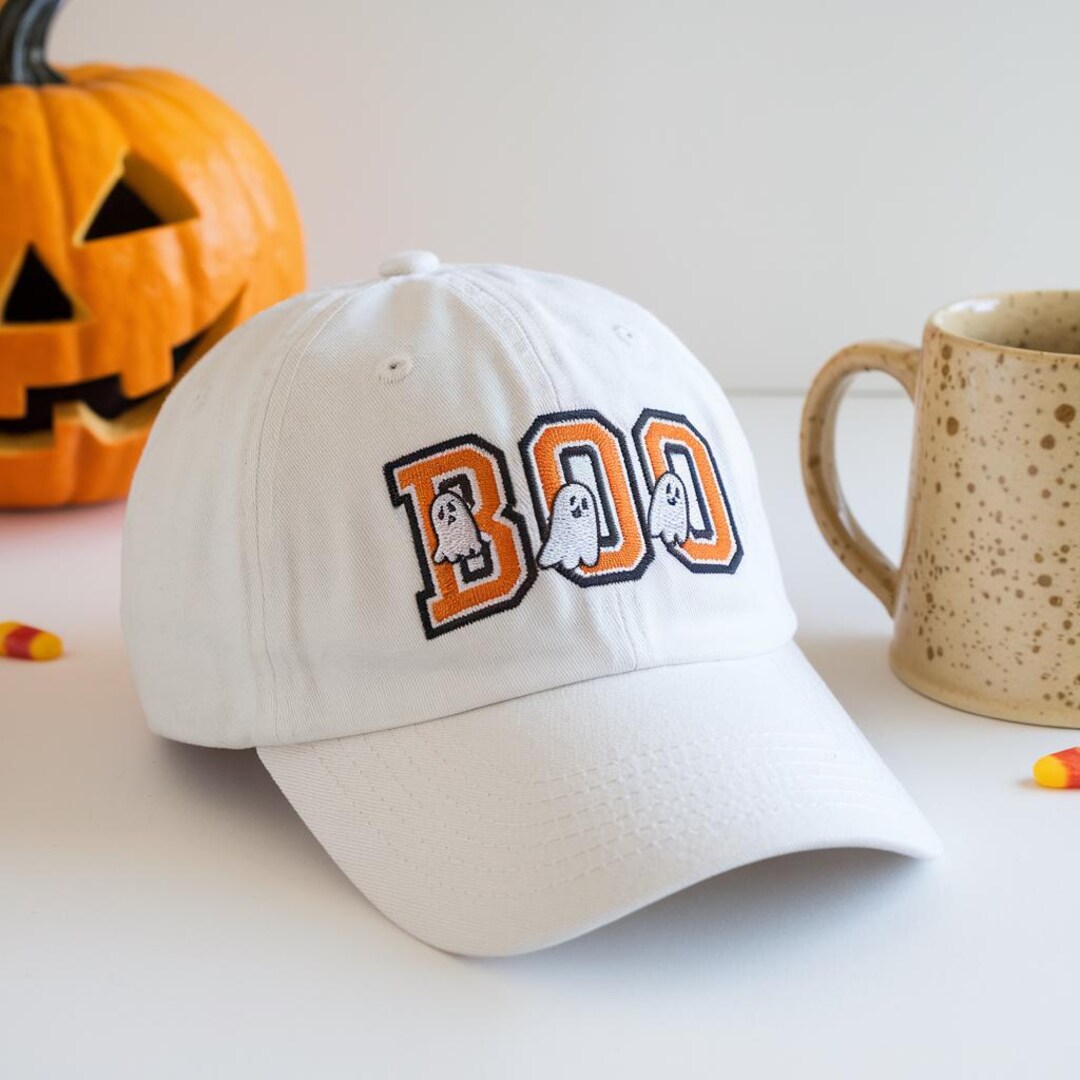 Boo Hat Embroidered Boo Ghosts Halloween Hat, Washed Cotton Baseball Cap - Etsy