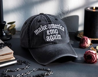 Embroidered Make America Emo Again Cotton Dad Hat