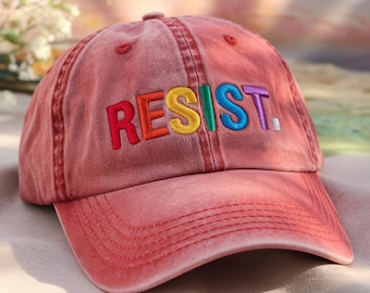Resist Embroidered Washed Cotton Hat, Political Protest Cap