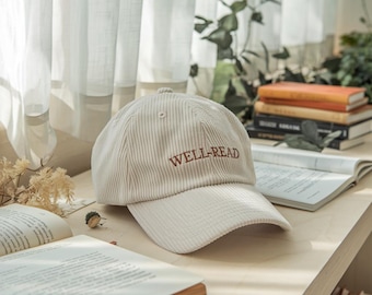 Embroidered Well-Read Corduroy Cap, Book Lover Gift