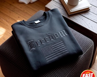 Embroidered Freedom Sweatshirt, American Flag Design