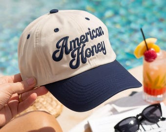 American Honey Embroidered Cotton Cap, Patriotic Trucker Hat