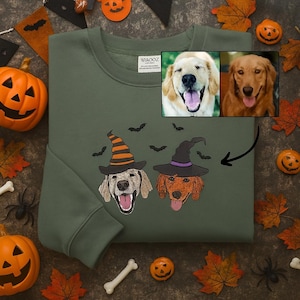 Embroidered Halloween Custom Dog From Your Photo Sweatshirt Crewneck Halloween Dog Shirt Ghost Dog Halloween Hoodie Sweater Spooky Dog