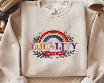 Maglietta ricamata con arcobaleno e simbolo di uguaglianza, un regalo fantastico per la comunità LGBTQ+