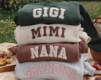 Embroidered Grandma Sweatshirt, College Block, New Grandma Gift