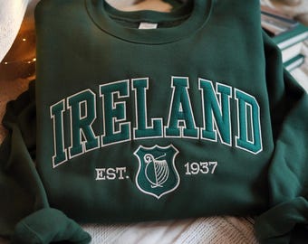 Embroidered Ireland Sweatshirt, St Patrick's Day Gift, Dublin Irish Sweater